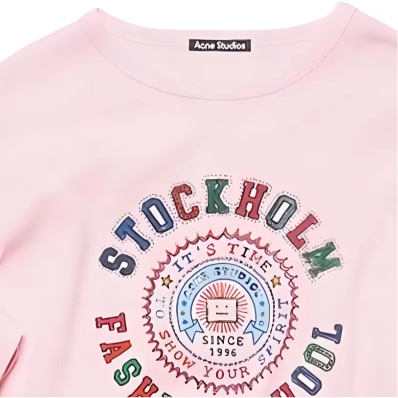 Футболка с длинным рукавом и логотипом Acne Studios, светло-розовый — фото 4