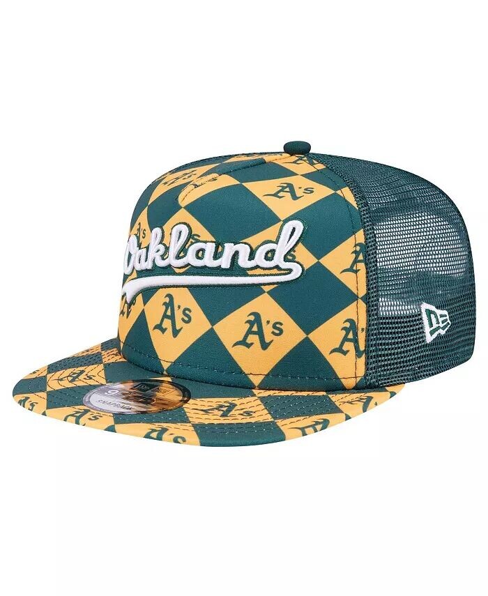 

Мужская зеленая кепка Snapback Oakland Athletics Seeing Diamonds с А-образной рамкой Trucker 9FIFTY New Era, зеленый