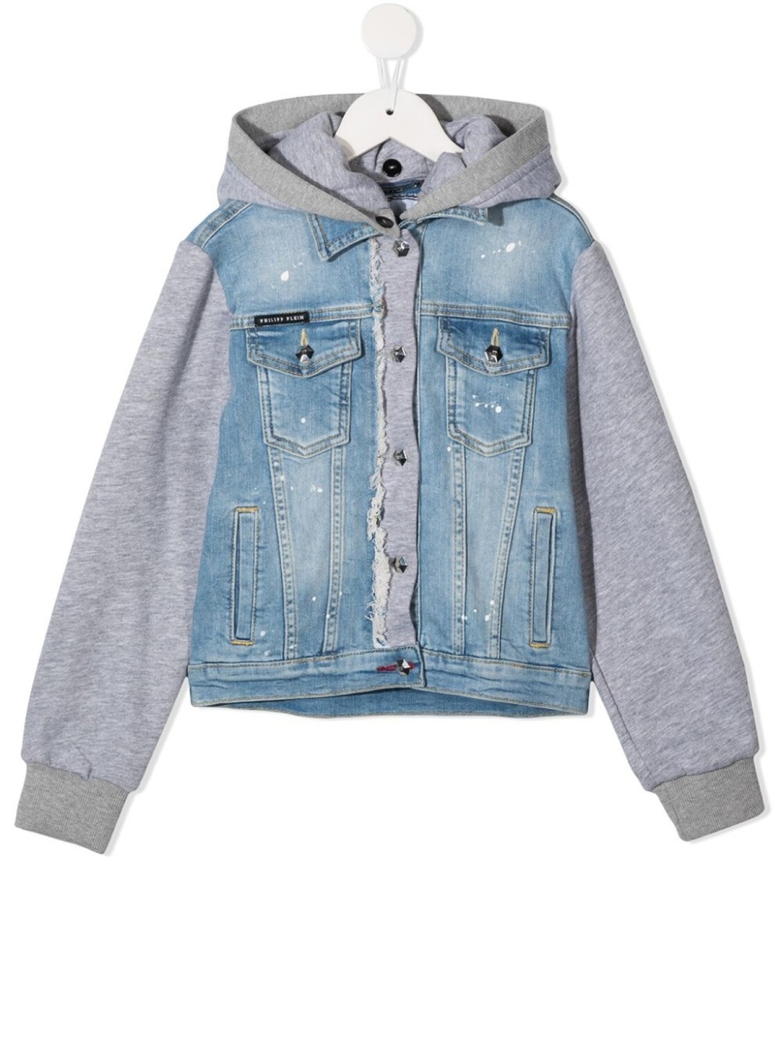 

Джинсовая куртка с аппликацией на спине Philipp Plein Junior, синий