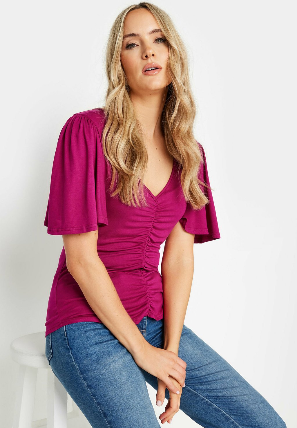 

Футболка с принтом SLEEVE RUCHED FRONT Long Tall Sally, розовый
