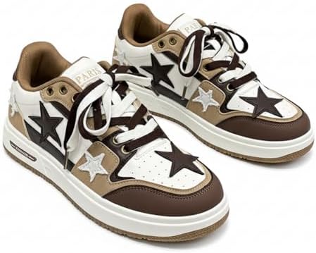 

Мужские кроссовки Y2K в стиле ретро с комбинированными материалами, для повседневной уличной моды с необработанными краями и потертым аппликацией в виде звезды Ctkvbmeoi, коричневый