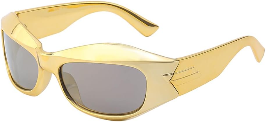 

Солнцезащитные очки в стиле киберпанк для женщин и мужчин, спортивные солнцезащитные очки для женщин, очки в стиле стимпанк, серебристые, защита от УФ-излучения UV400 HYYZZC, C10 Gold