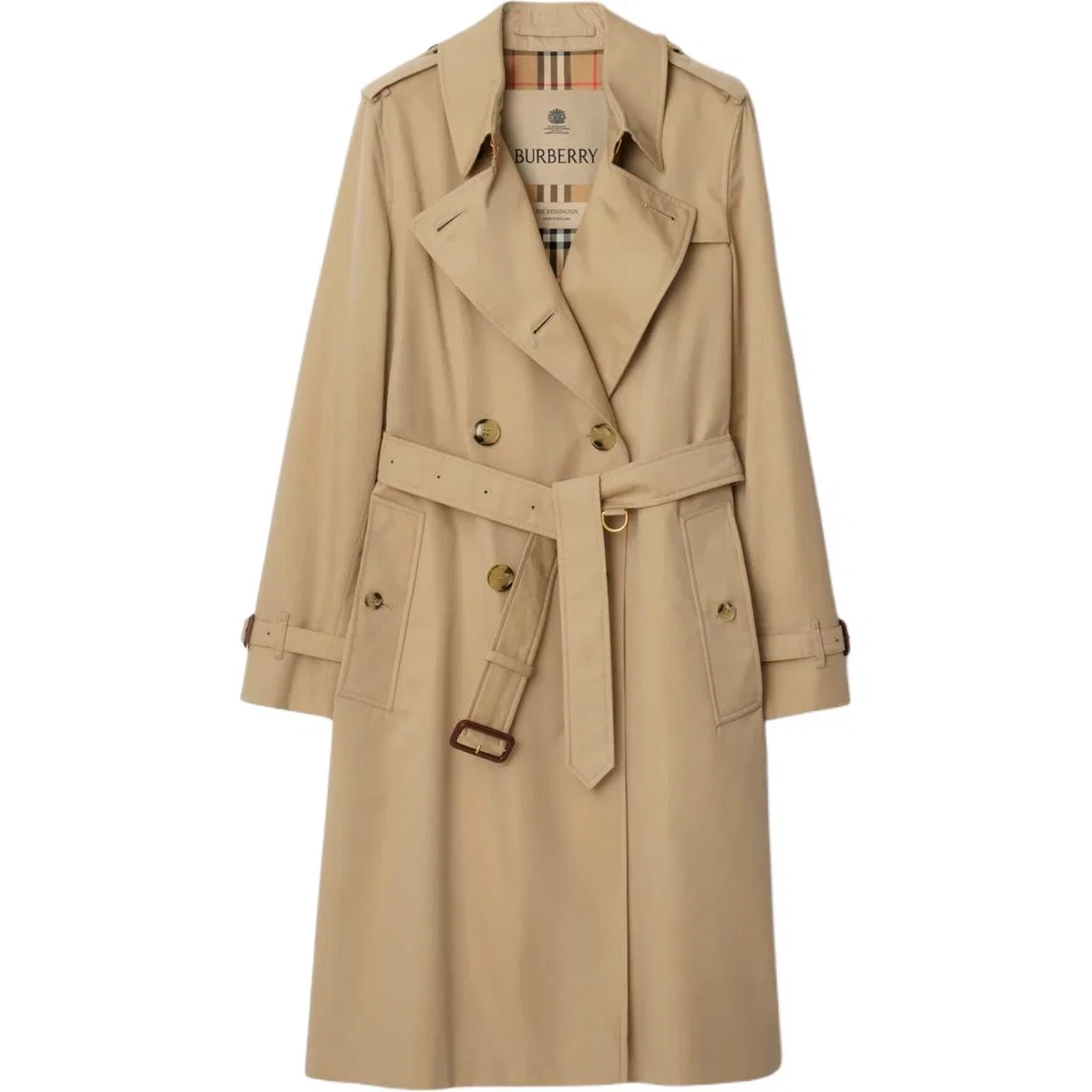 Пальто тренч Burberry двубортное с поясом, Khaki