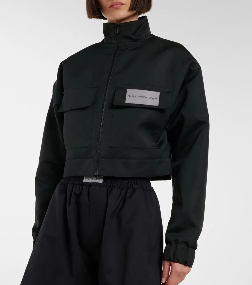 Укороченная спортивная куртка из технической ткани Balenciaga, черный — фото 4