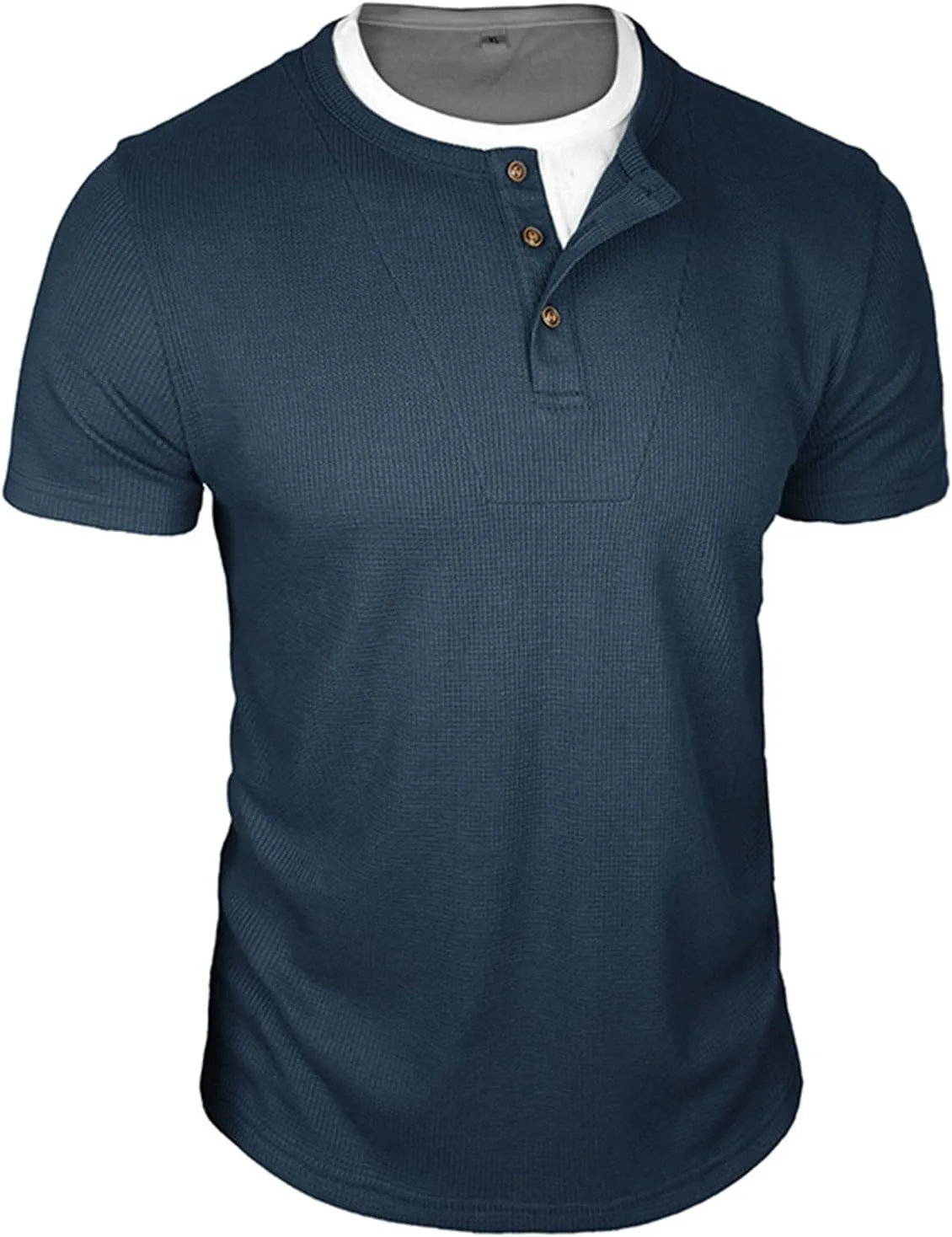 Футболка для мужчин Waffle Henley с коротким рукавом и V-образным вырезом — фото 4