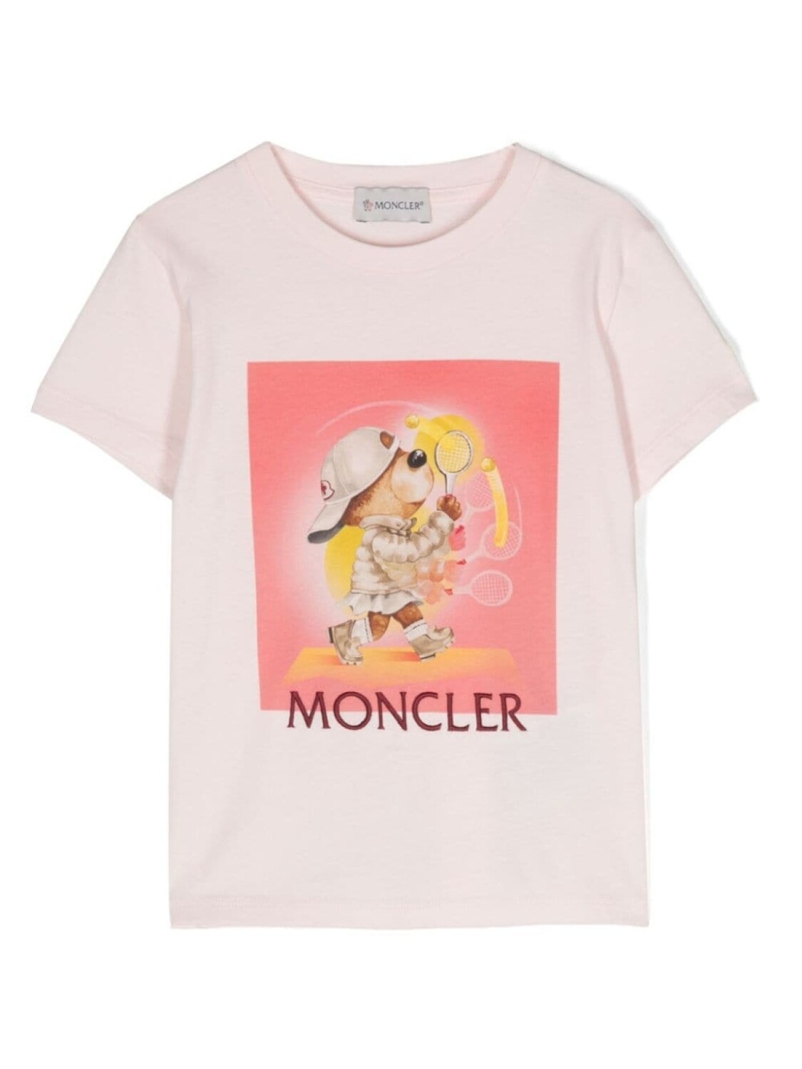 

Moncler Enfant футболка с графичным принтом, розовый