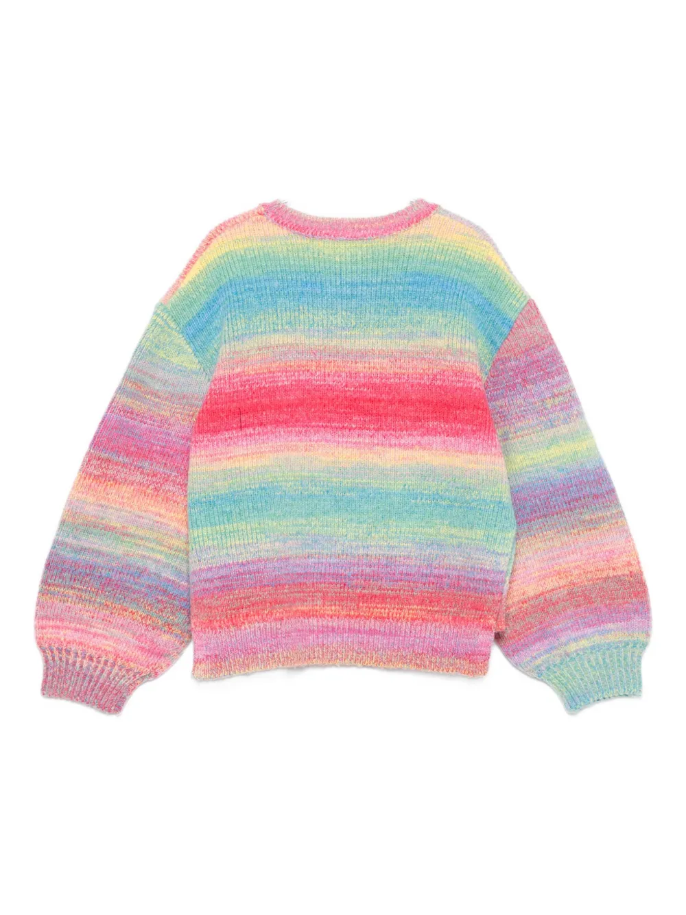 Вязаный свитер с радужным рисунком в полоску Stella McCartney Kids, розовый — фото 2