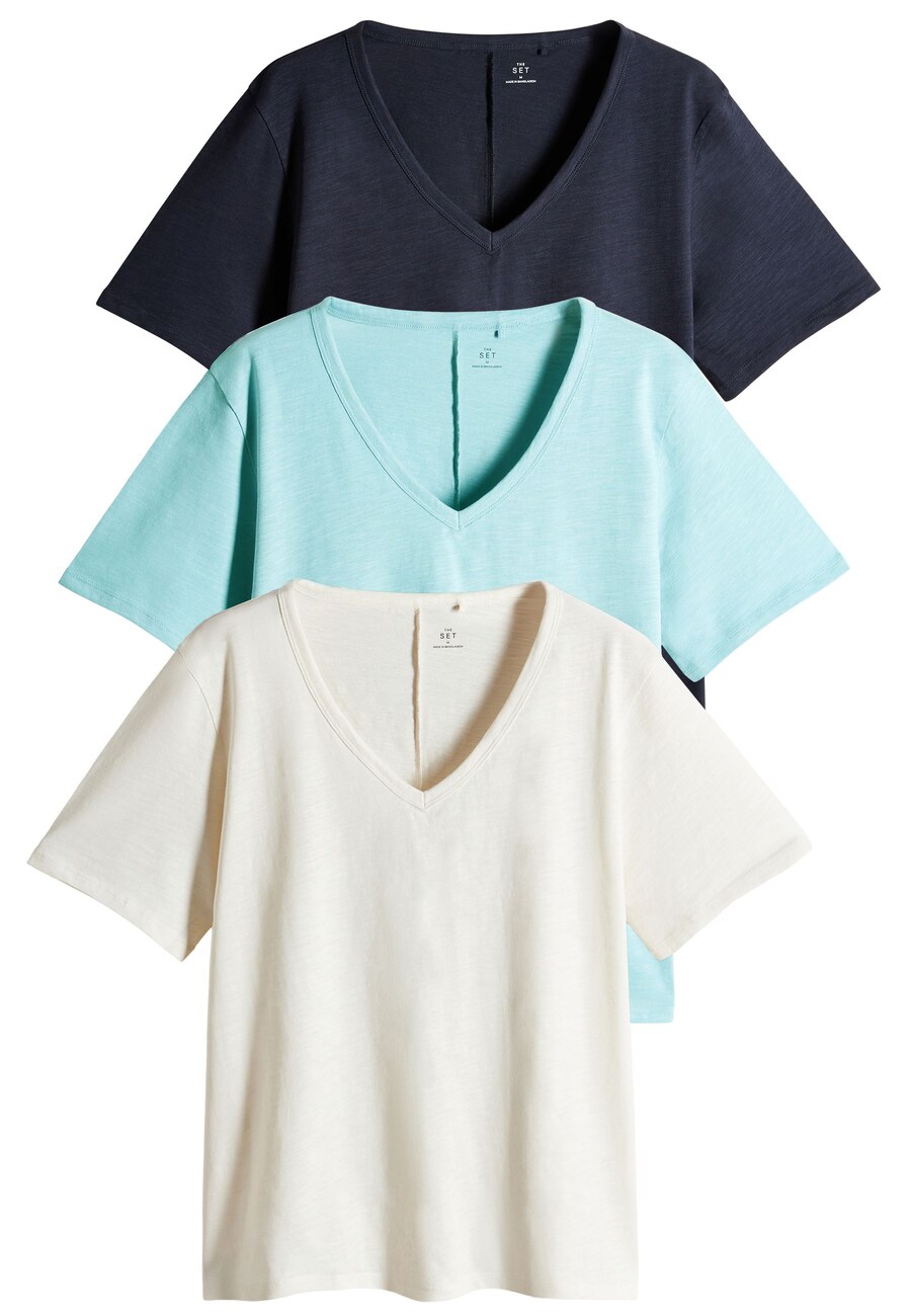 

Рубашка The Set, цвет Beige/Navy/Light blue