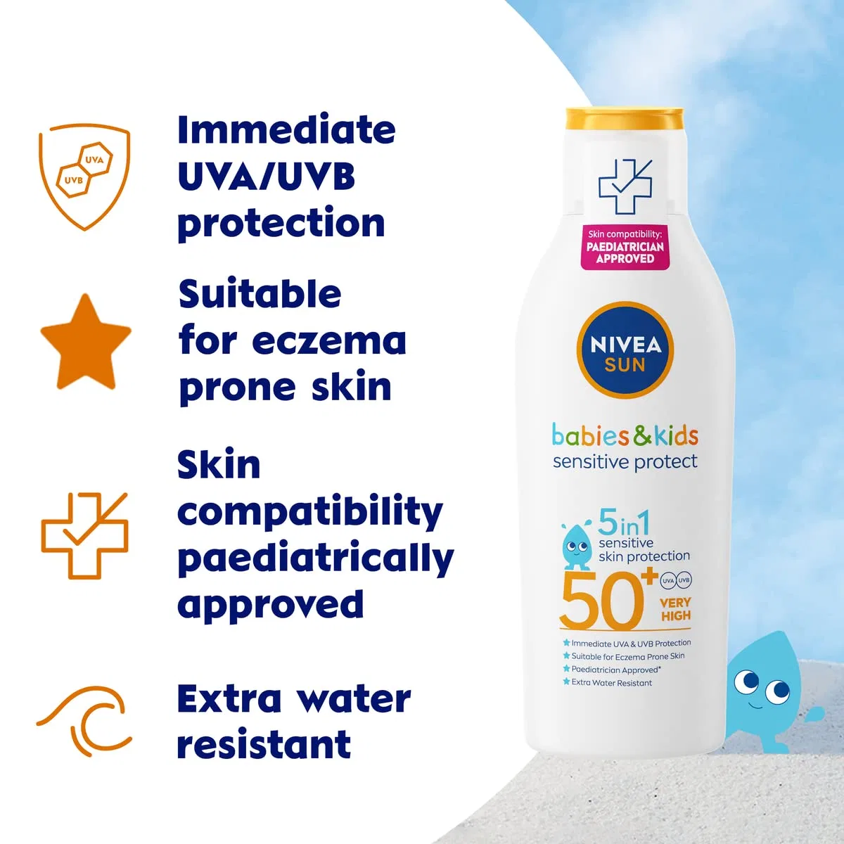 Детский солнцезащитный лосьон SPF 50+ «Kids Protect & Sensitive» от Nivea Sun, 200 мл Nivea Sun — фото 2