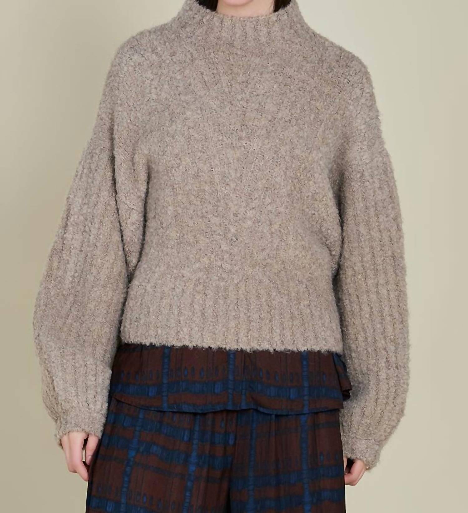 

Свитер с пышными рукавами в цвете овсянки Luxe GRADE & GATHER, Oat