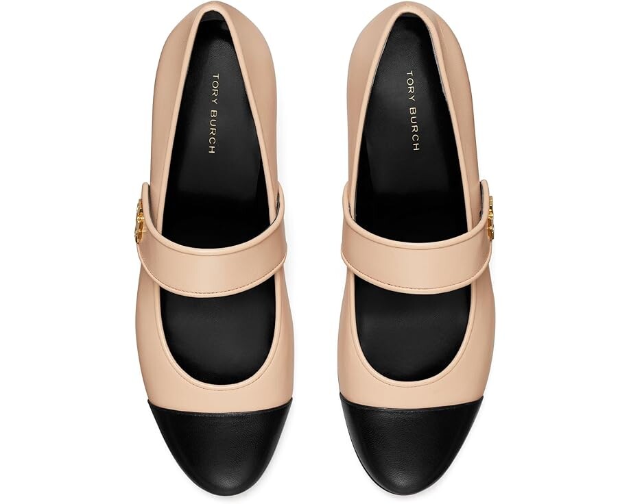 Туфли на плоской подошве Tory Burch Cap-Toe Mary Jane Heel Ballet 25mm, цвет Rose Pink/Perfect Black — фото 2