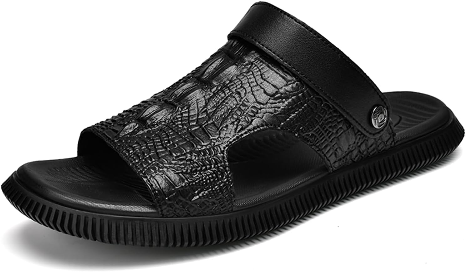 

Мужские слайд-сандалии Abborora из натуральной кожи, удобные, быстро сохнущие, летние тапочки для дома и улицы, черный