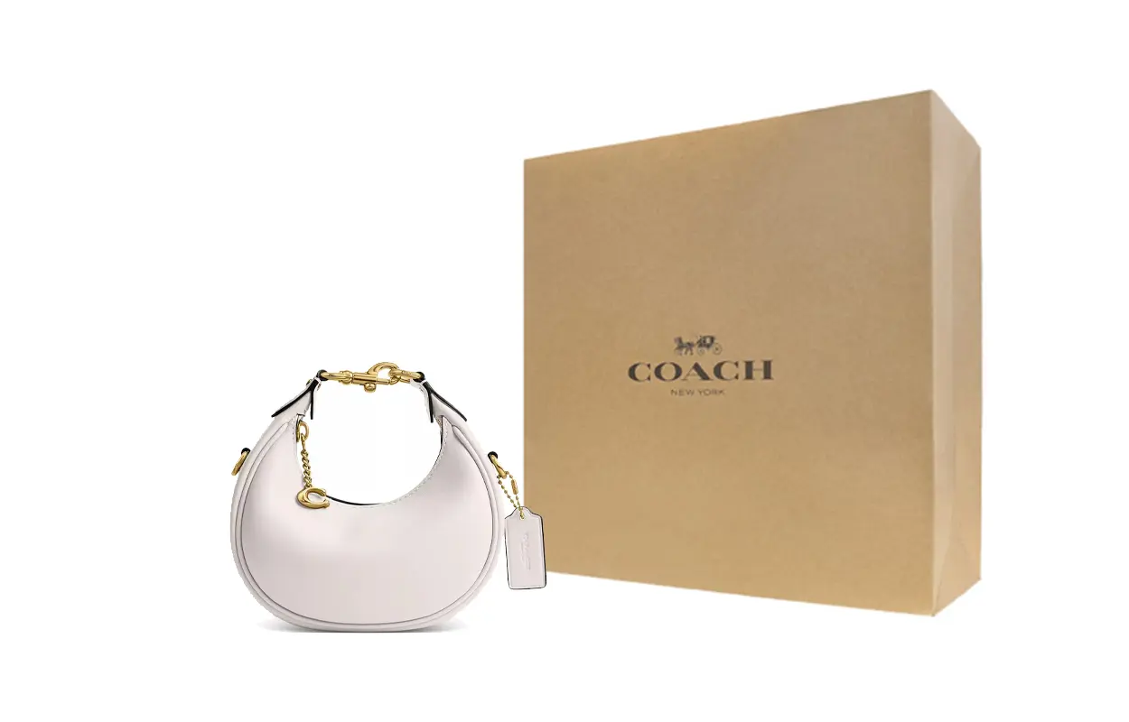 

COACH Кожаная сумка полумесяц через плечо мини женская белая