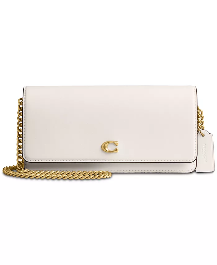 

Изящный кожаный длинный кошелек Evie с цепочкой COACH, белый