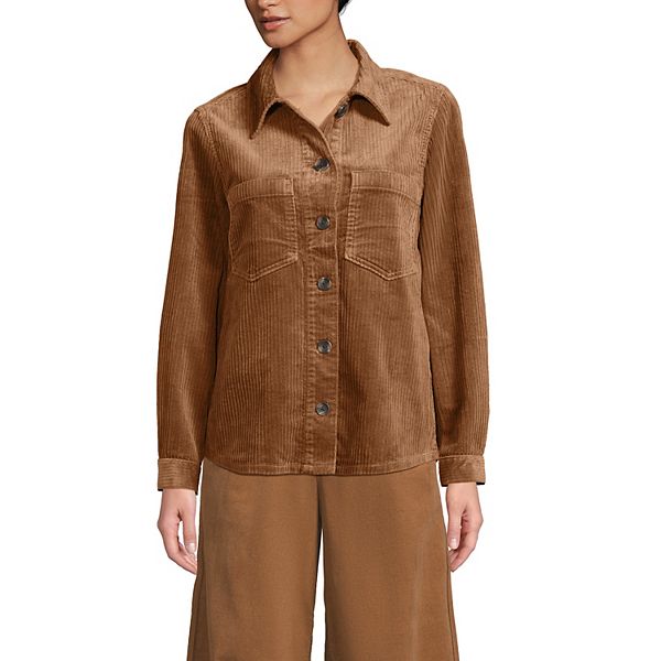 

Плюс сайз куртка-рубашка из вельвета с широким рубчиком Lands' End