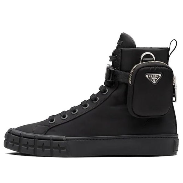 Кроссовки wheel re-nylon hight sneakers 'black' Prada, черный