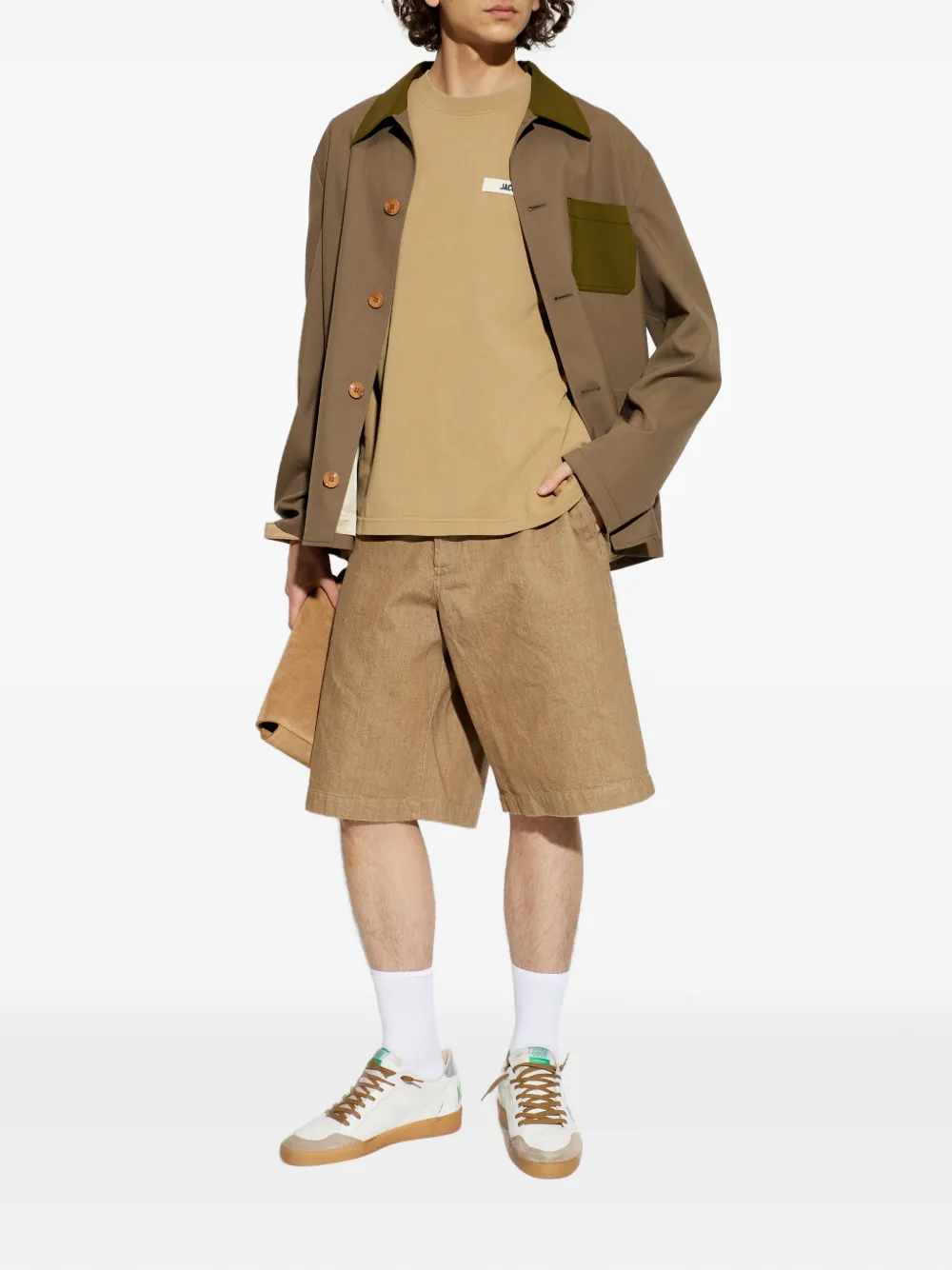 Джинсовые шорты на пуговицах JACQUEMUS, коричневый — фото 2