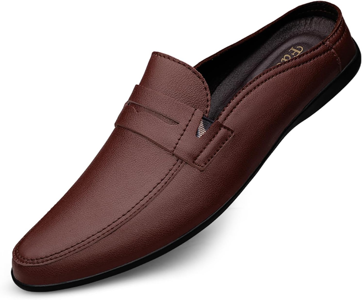 

Мужские повседневные туфли слипоны Abborora, мюли-лоферы, кожаные тапочки, вечерние босоножки без задника для мужчин, темно-коричневый