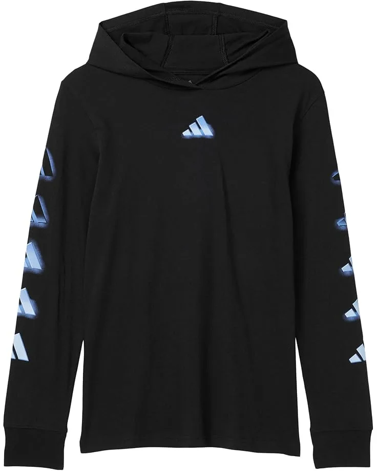 Футболка Adidas Kids Overspray Logo Hooded Tee (Big Kid), Black W/ Blue