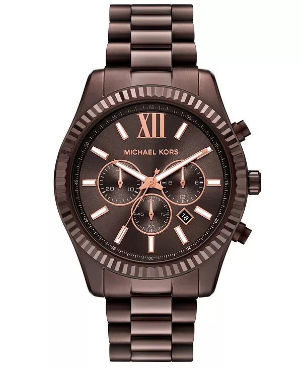 

Мужские часы Lexington с хронографом, коричневые, из нержавеющей стали, 44 мм Michael Kors, espresso