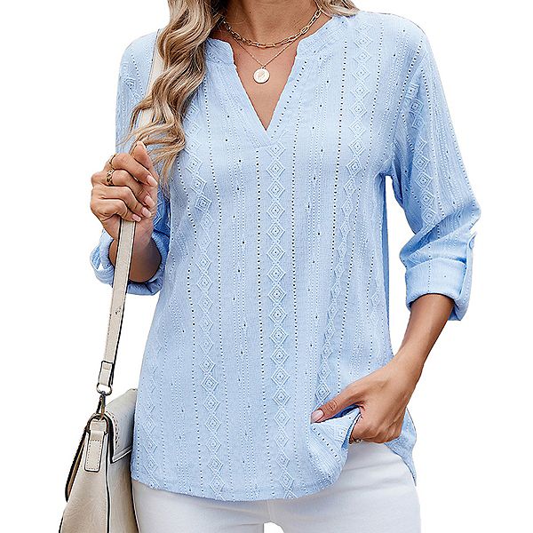 

Женская повседневная футболка с v-образным вырезом и 3/4 рукавом Elitespirit, Blue