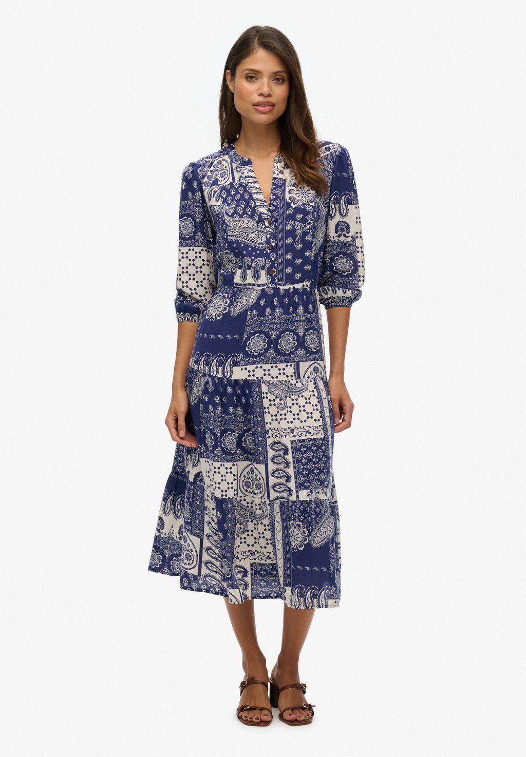 

Платье-рубашка TIERED MIDI Superdry, синий