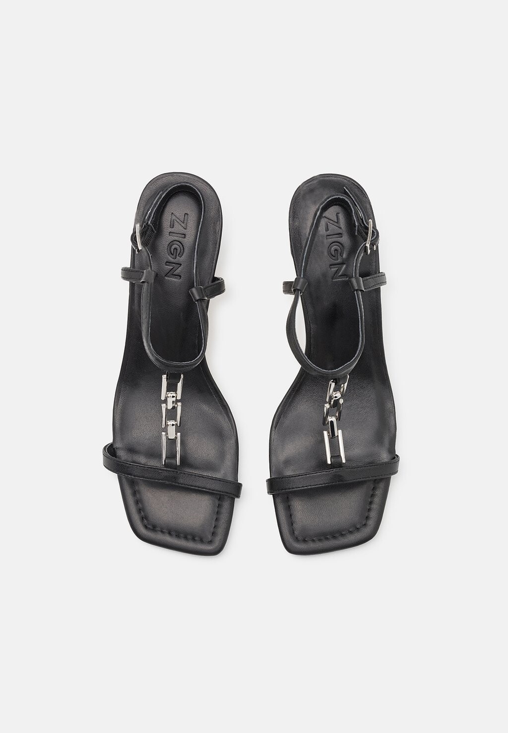 Босоножки с ремешком Leather Zign, черный