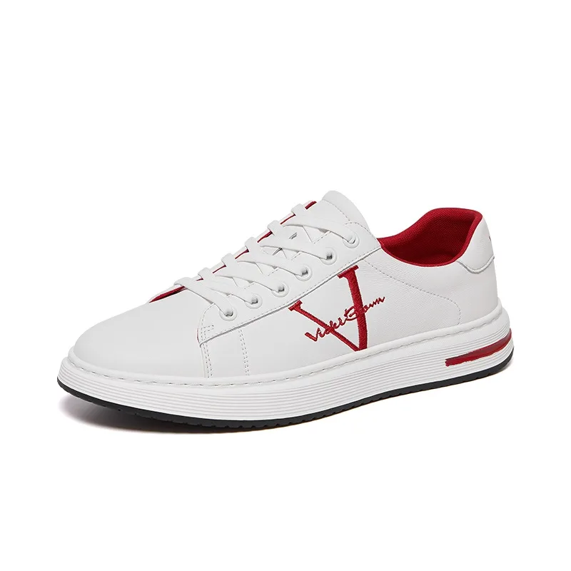 Кроссовки скейтерские мужские low top из кожи коровы VICKI BROWN, белый серый — фото 4