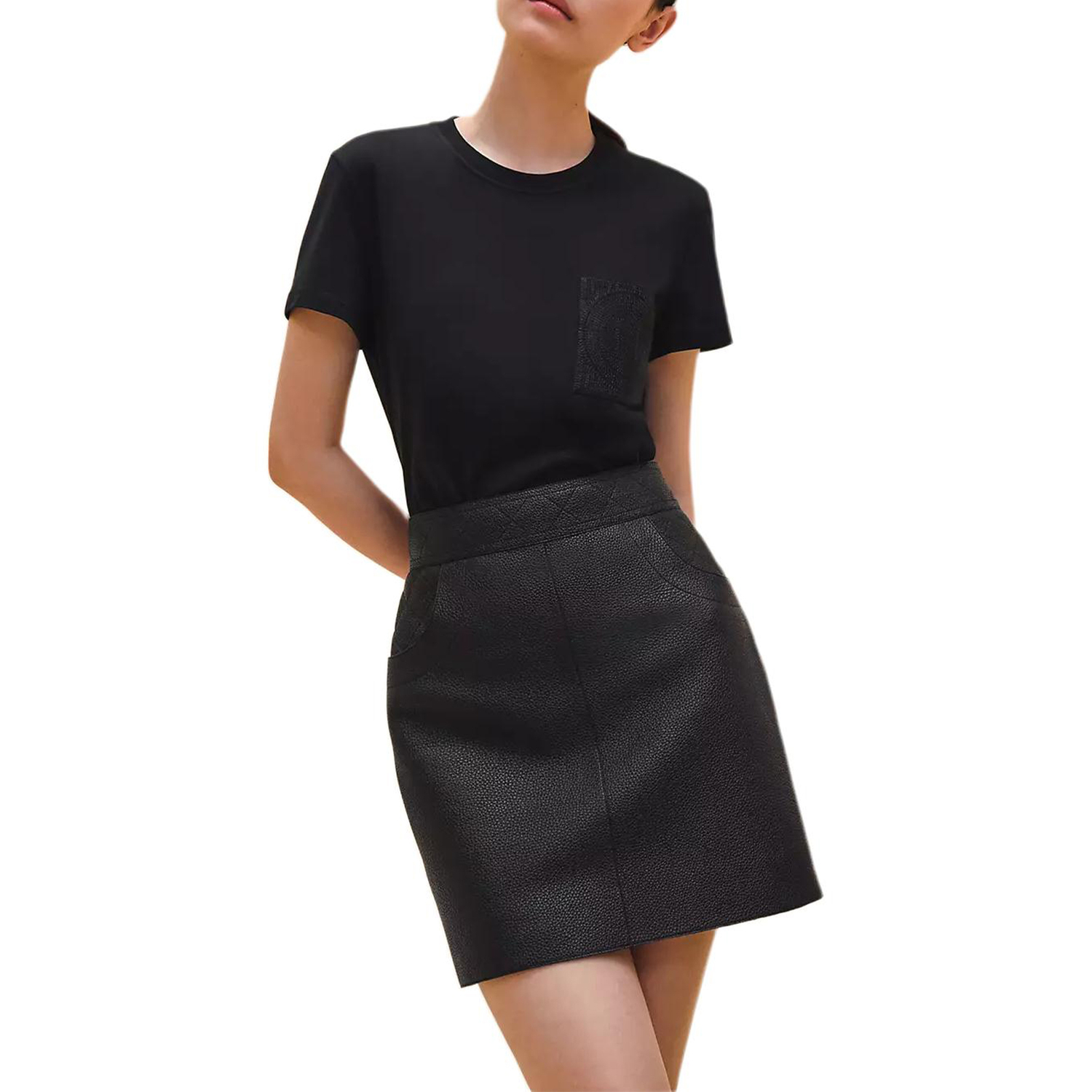 

HERMES Обычная футболка женская черная, Черный, HERMES Обычная футболка женская черная