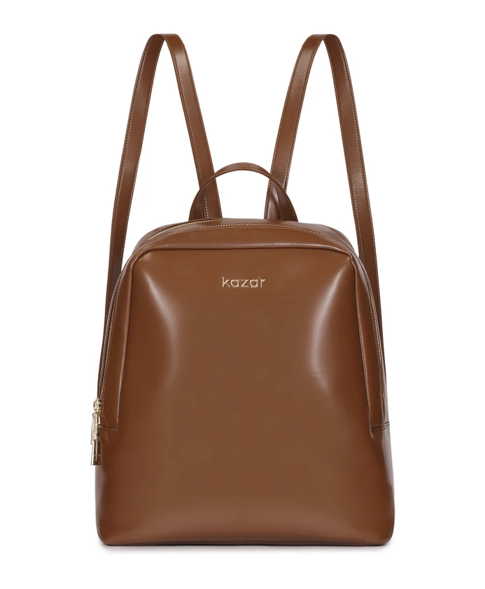 

Минималистичный коричневый рюкзак с золотой фурнитурой. Kazar, коричневый
