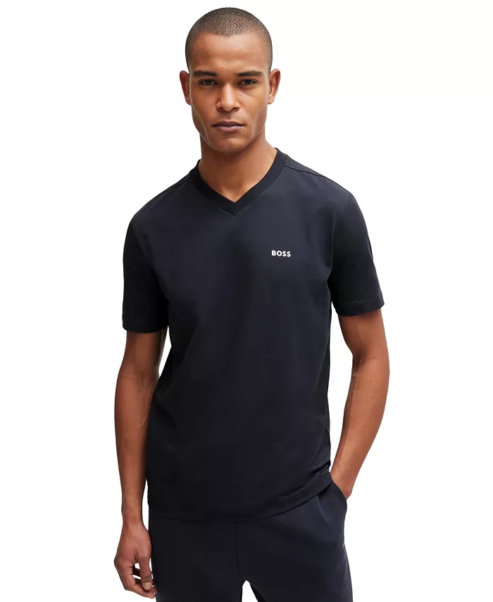 

Мужская футболка с контрастным логотипом Regular-Fit Hugo Boss, синий
