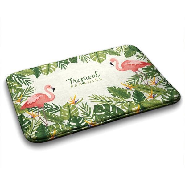 

Коврик для ванной Tulup Vögel Flamingos, 90x1x90 см, зеленый