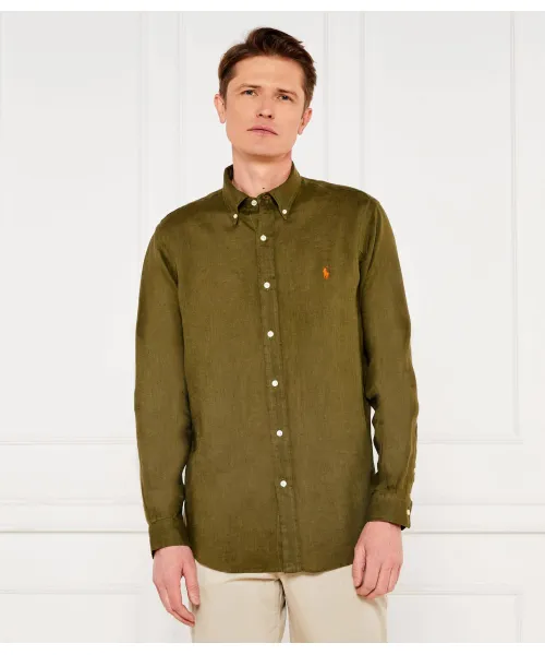 

Льняная рубашка Custom fit Polo Ralph Lauren, зеленый