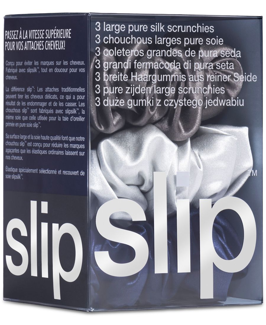 Набор из 3 больших резинок для волос из чистого шелка Slip, цвет midnight — фото 4