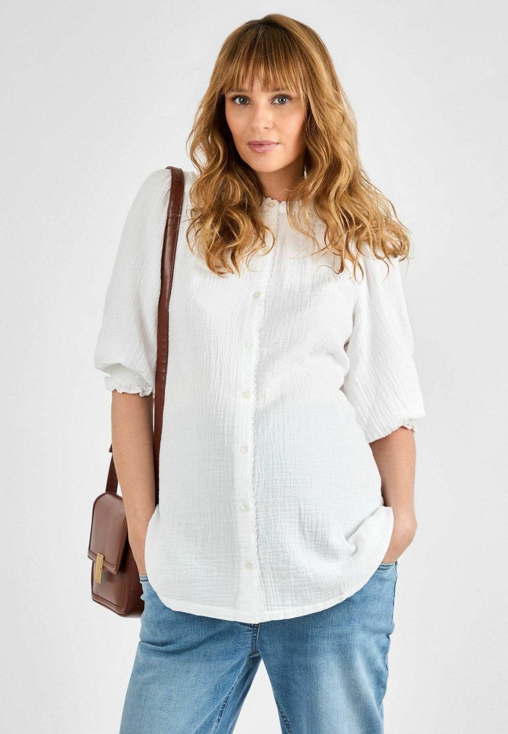 

Блузка на пуговицах MATERNITY FIT - BUTTON THROUGH TEXTURED JoJo Maman Bébé, белый