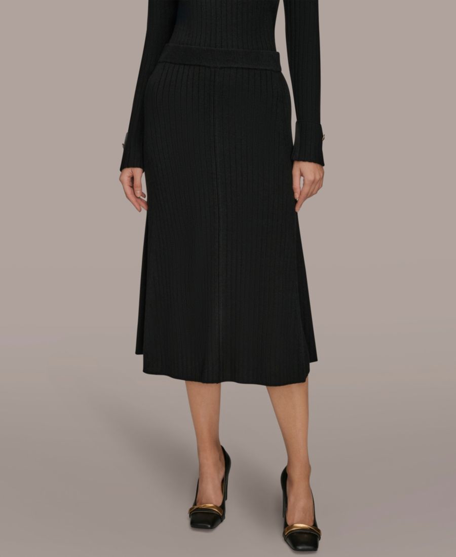 

Женская трикотажная юбка-свитер в рубчик Donna Karan New York, Black