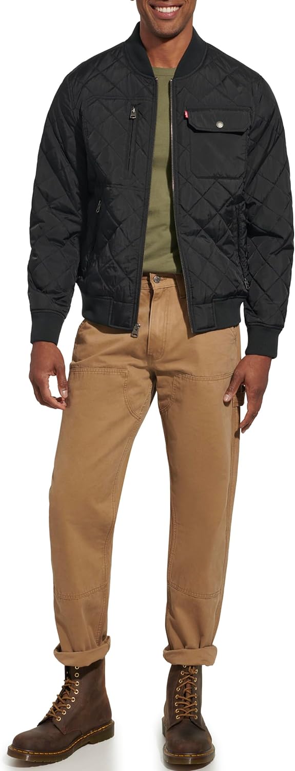 Мужская куртка-бомбер Levi's с ромбовидной стежкой, New Black Dry Touch Nylon — фото 4