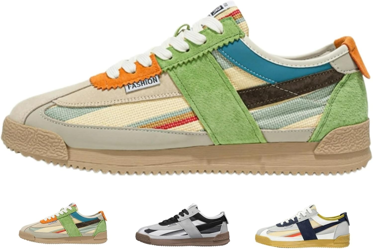 

Мужские ретро-кроссовки MACEFIL с массивной подошвой, модные повседневные легкие и удобные спортивные обувь, белый/зеленый