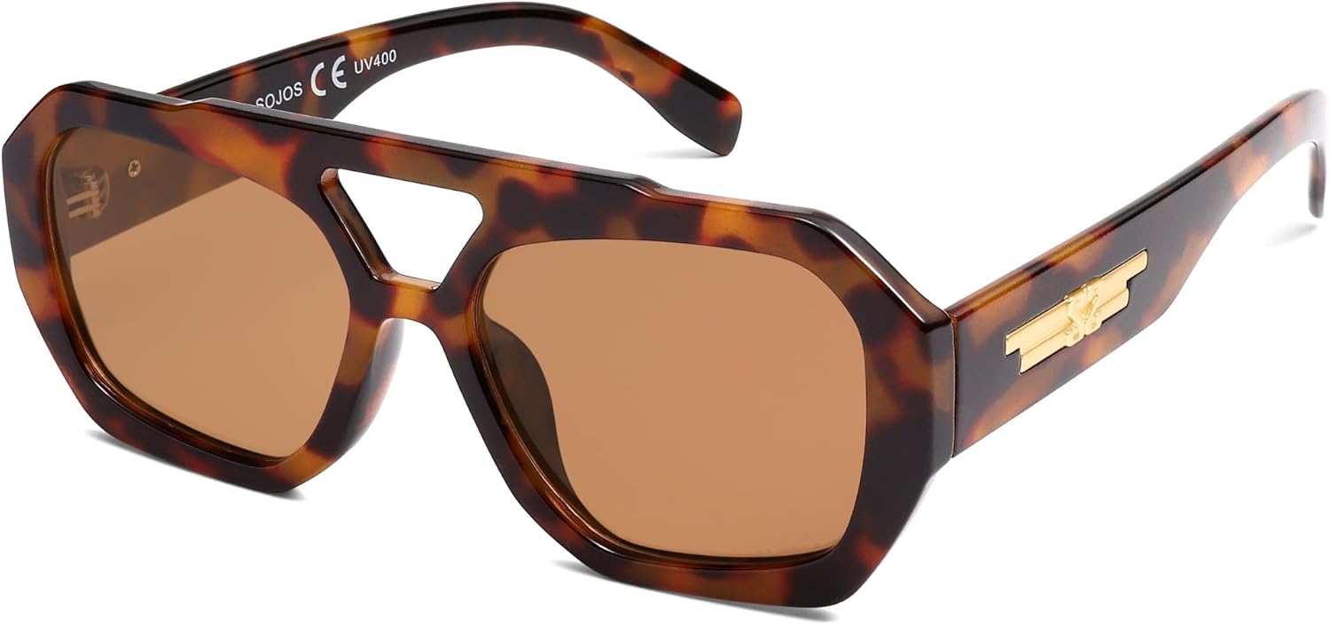 

Солнцезащитные очки-авиаторы SOJOS Trendy для женщин и мужчин, поляризованные, шестиугольная квадратная форма, двойная перемычка, дизайнерский дизайн, модель SJ2288, Demi
