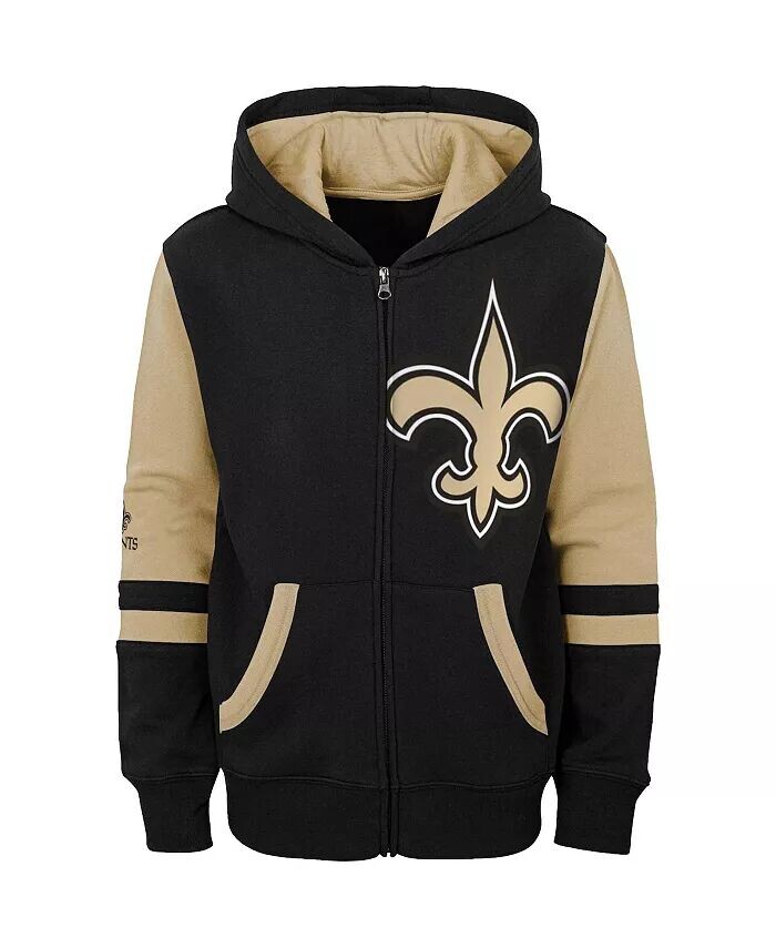 Черная толстовка с молнией во всю длину с цветными блоками Big Boys New Orleans Saints Outerstuff, черный — фото 2