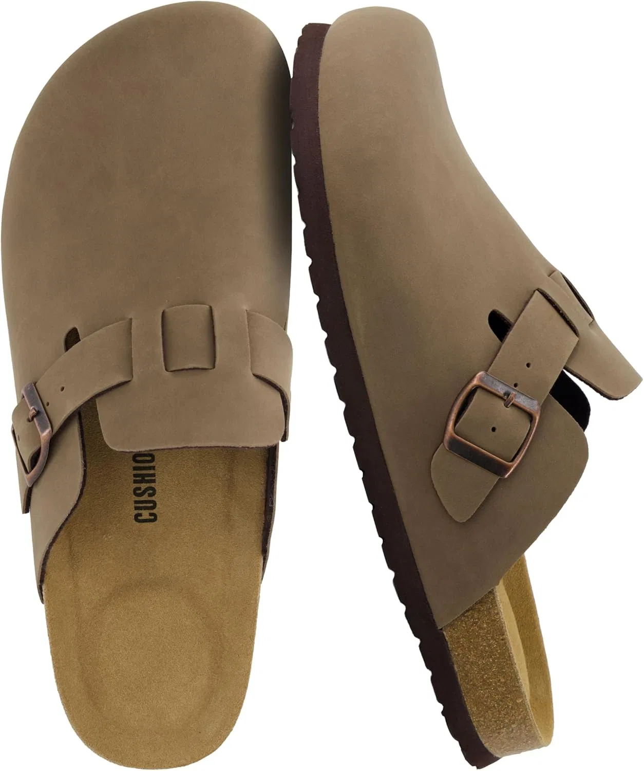 Мужские сабо CUSHIONAIRE Haze с пробковой стелькой и комфортом, Brown Nubuck Leather