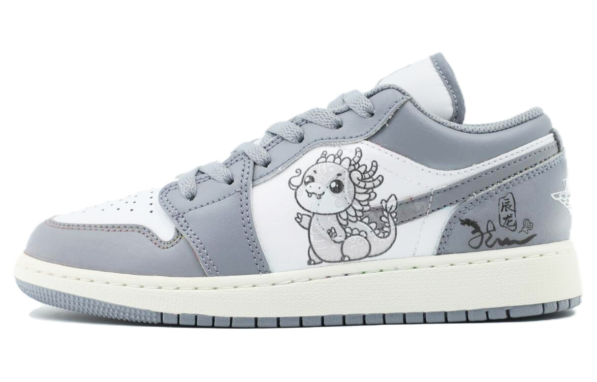 

Кроссовки Air Jordan 1 Vintage Basketball Shoes Women's Low-top White, серый