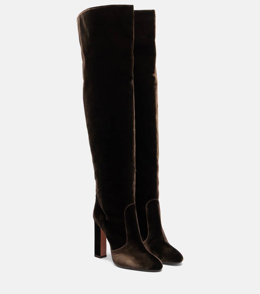 Бархатные высокие сапоги Joplin 105 Aquazzura, Espresso