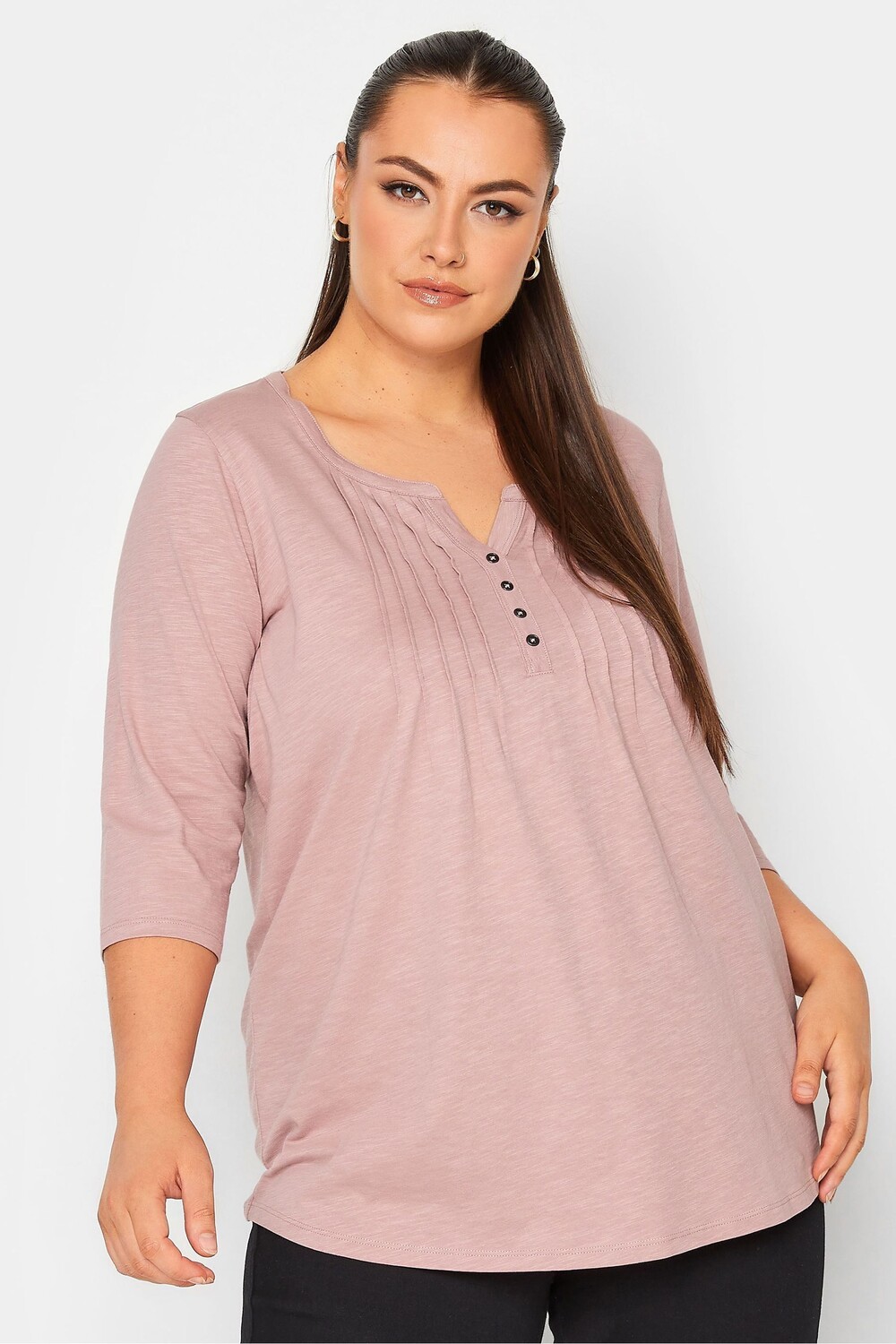 

Топ Henley со складками Yours, розовый
