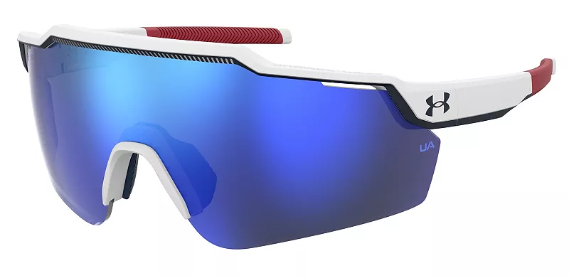 

Бейсбольные солнцезащитные очки унисекс Under Armour UA Level Up TUNED, цвет White/Red/Tuned Blue Mirror