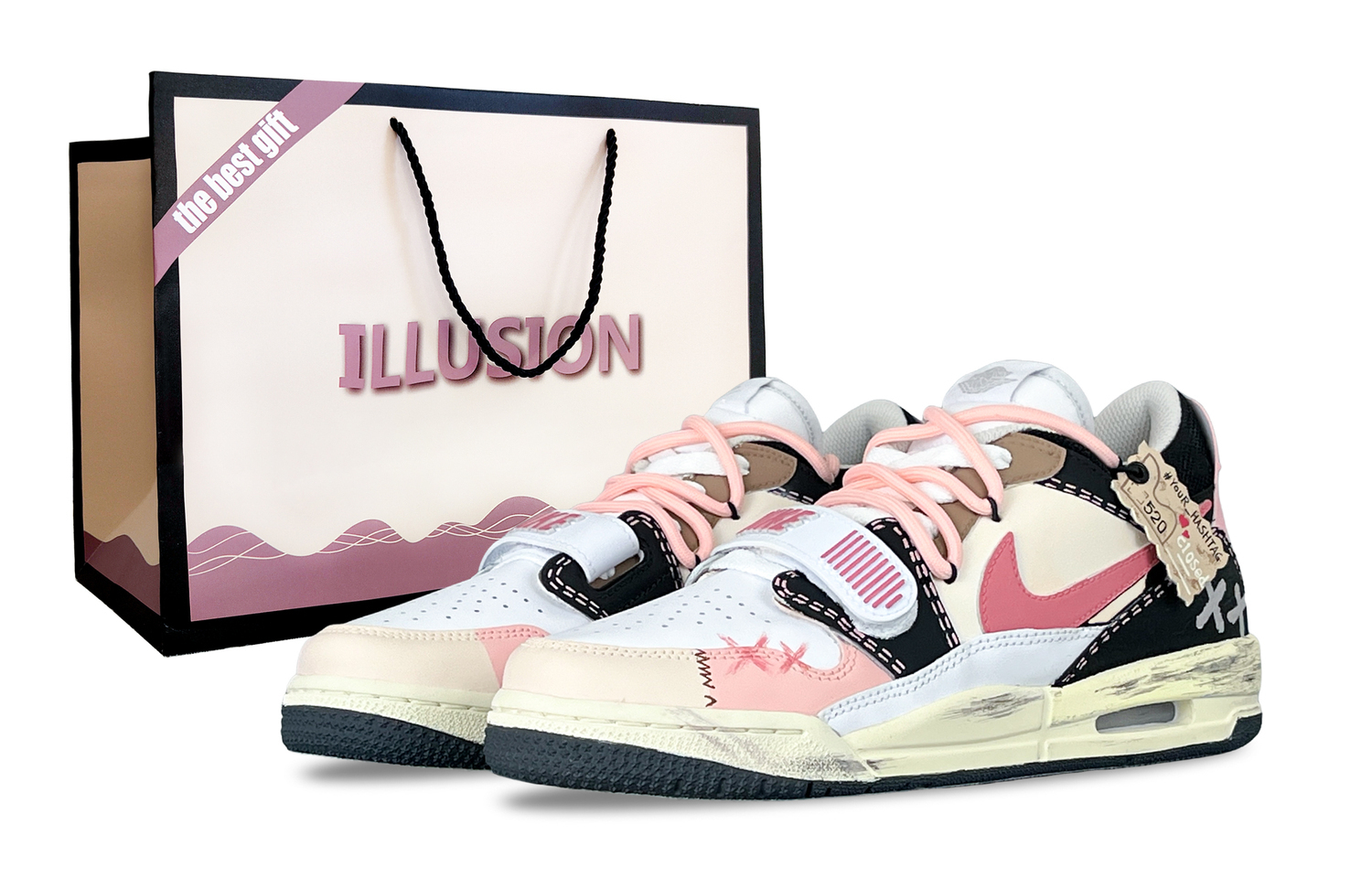 

Legacy 312 Dreamland, Cherry Blossom Dream, специальная упаковка, нескользящая амортизация, низкие кроссовки Jordan, черный розовый белый