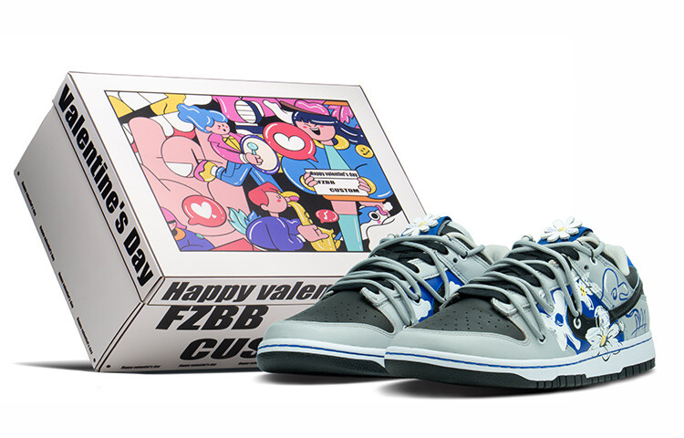 

Кроссовки Nba X Nike Dunk Skateboard Shoes Men Low-Top Black White Gray/Blue