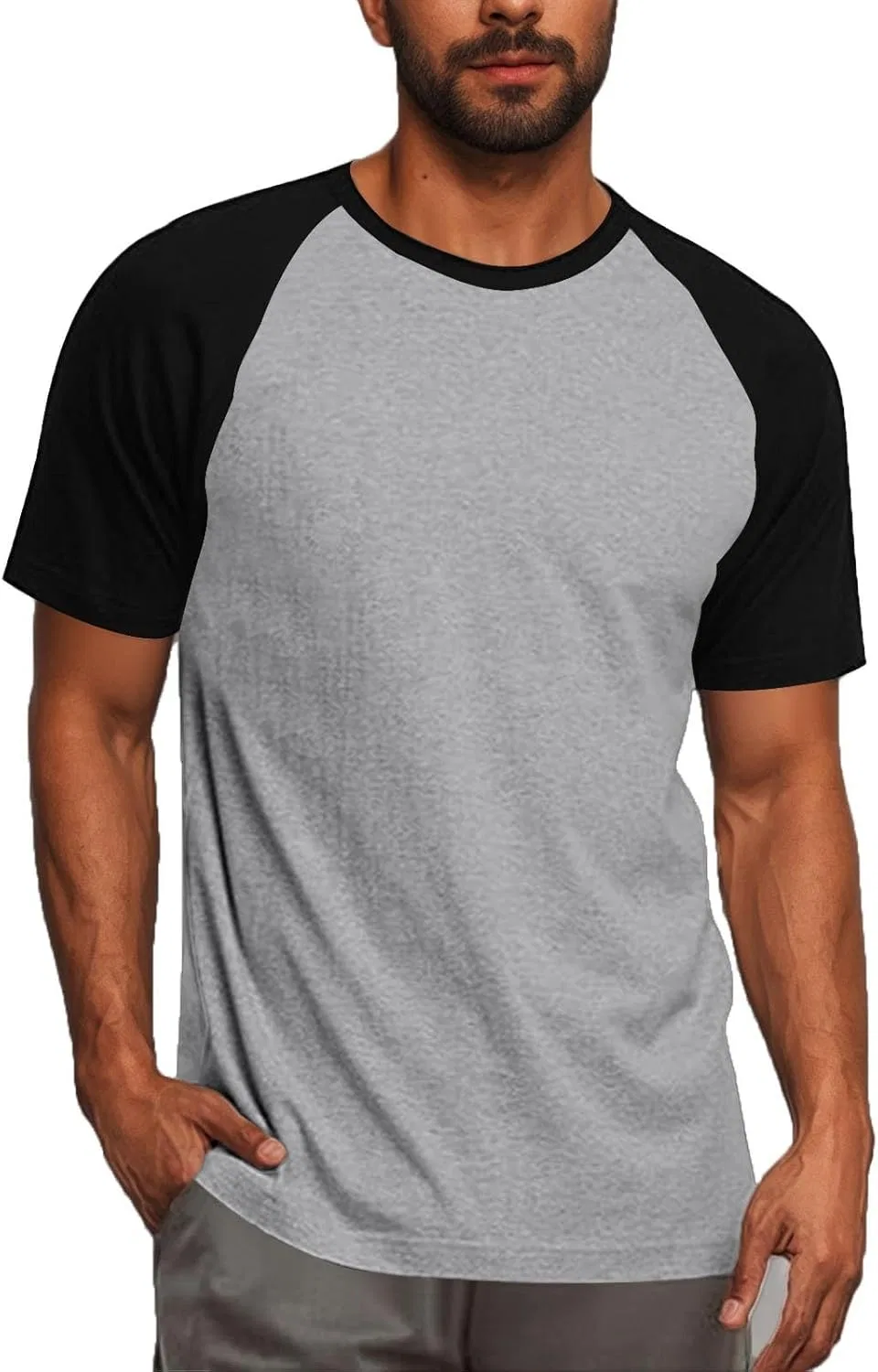 Футболка с коротким рукавом, облегающая, Casual, Workout, Athletic, серый, M