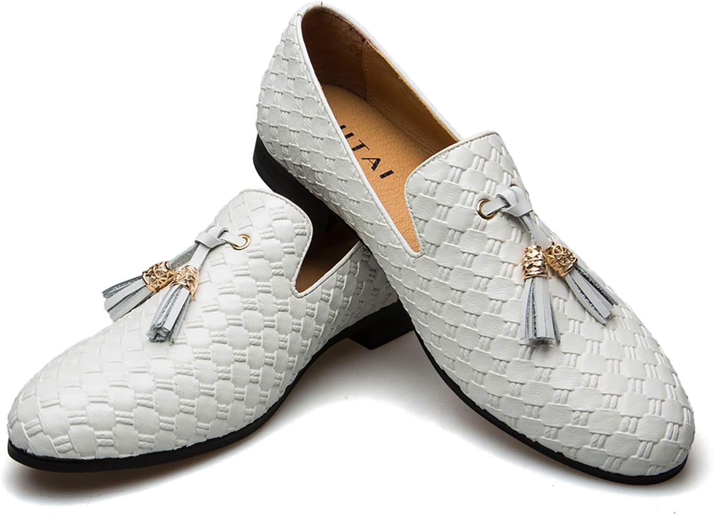 

Мужские винтажные бархатные лоферы с вышивкой, элегантные лоферы без застежки, тапочки-лоферы с кисточками Jitai, белый