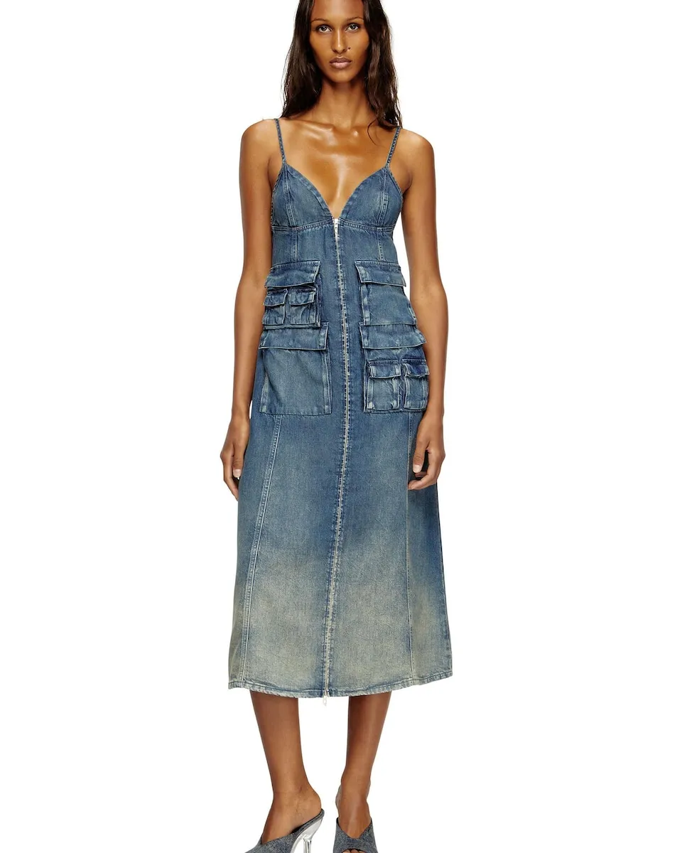 

Джинсовое миди-платье DIESEL на бретелях Diesel, синий